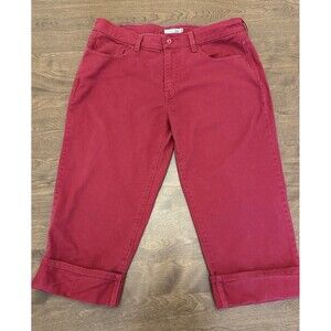 Levis 515 Jeans Womens 14 Red Capri Cuffed Hem Logo Denim